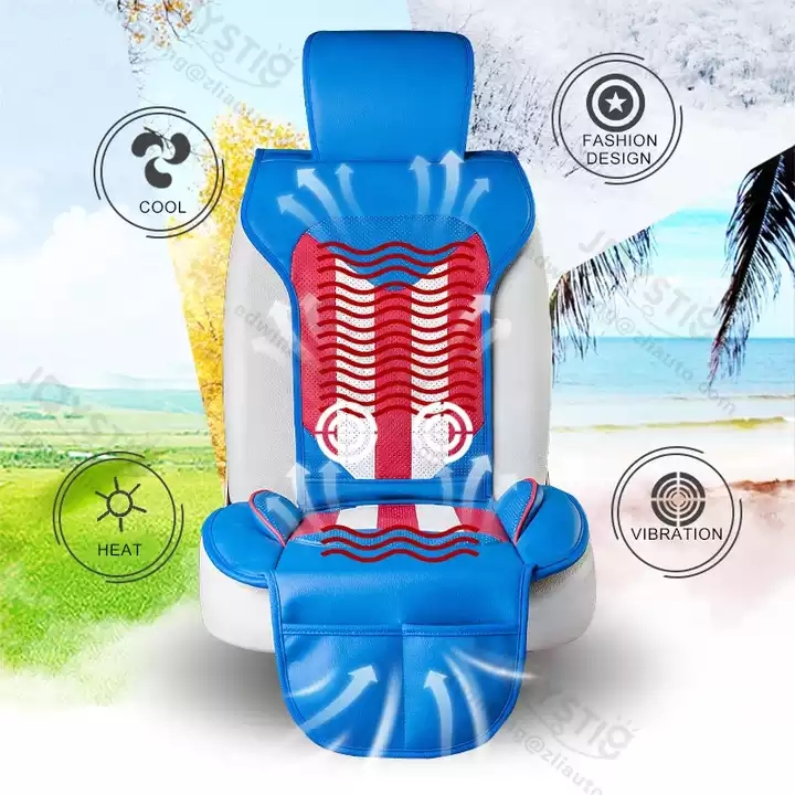 Multi-Function Leather Car Cushion Seats Captain America Design Cooling and Heat Car Seat Cover Massage Seat Cushion Vibrating